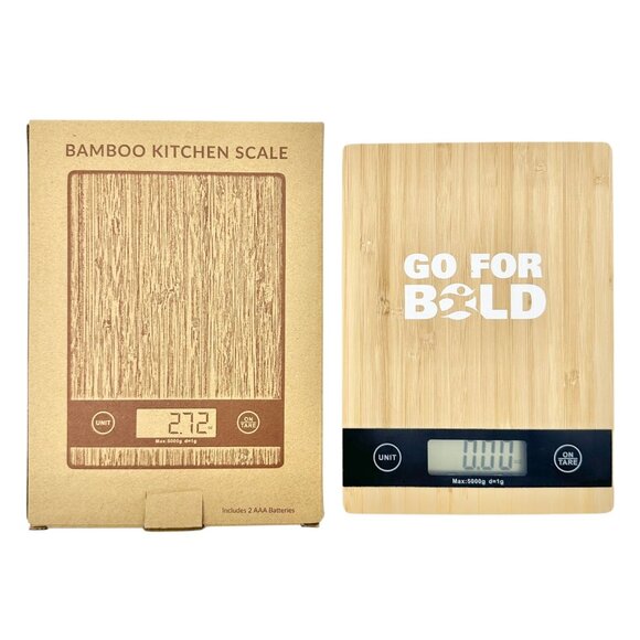 Bamboo Kitchen Scale Go For Bold Digital Display 5000g Capacity Battery Powered - Picture 1 of 6